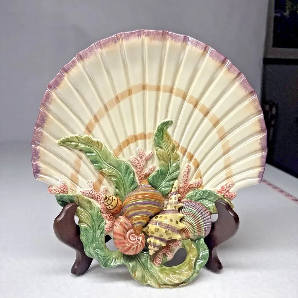 Fitz & Floyd Oceana Shell Plate 1998 Coastal Seashell Wall Decor Platter